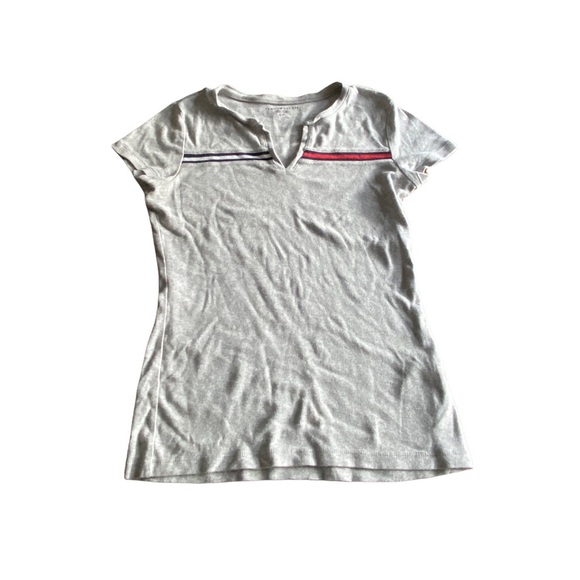{Tommy Hilfiger} Women's Split-Neck T-Shirt - Picture 1 of 7